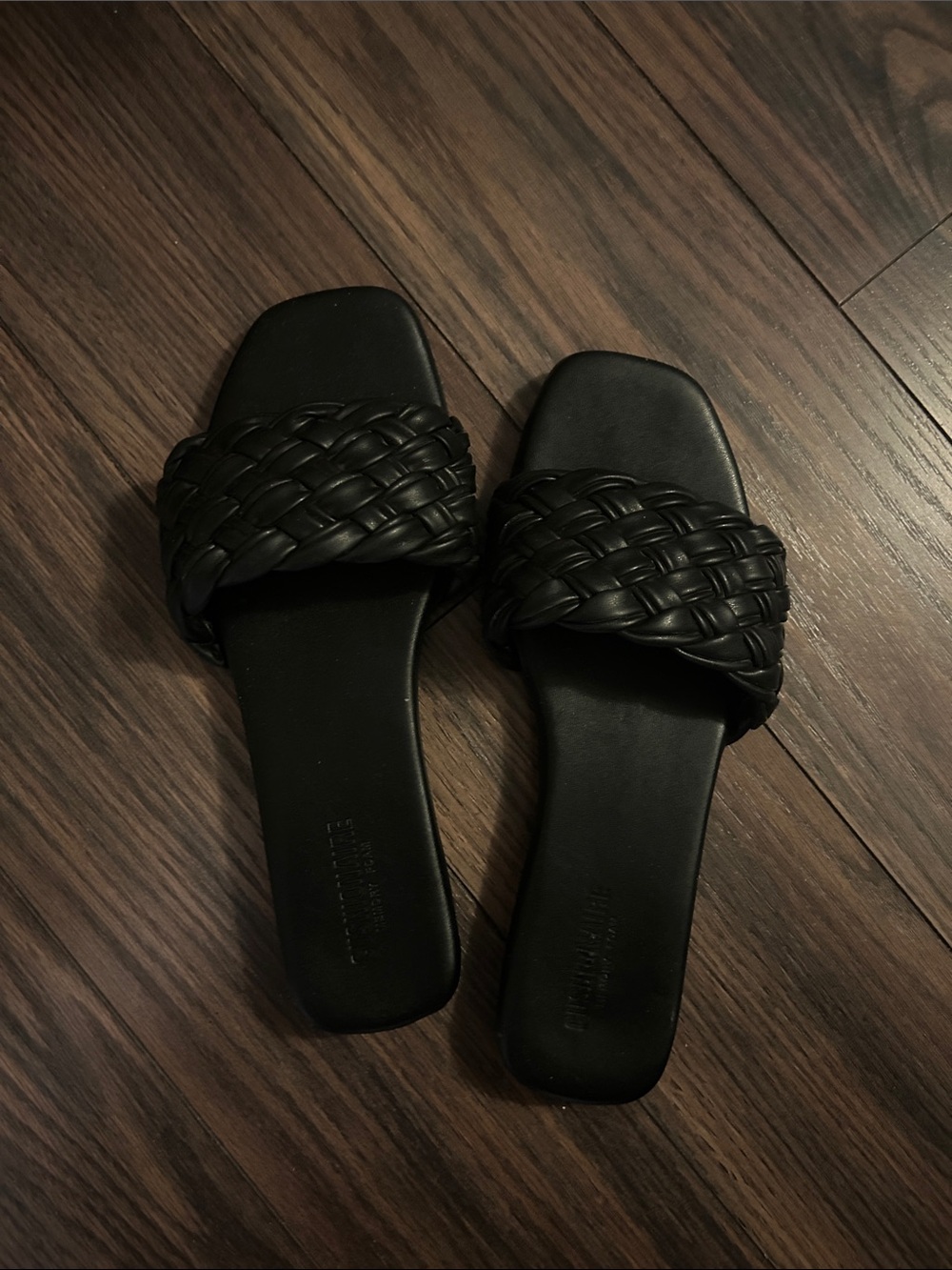 Woven Black Slide Sandals for Women